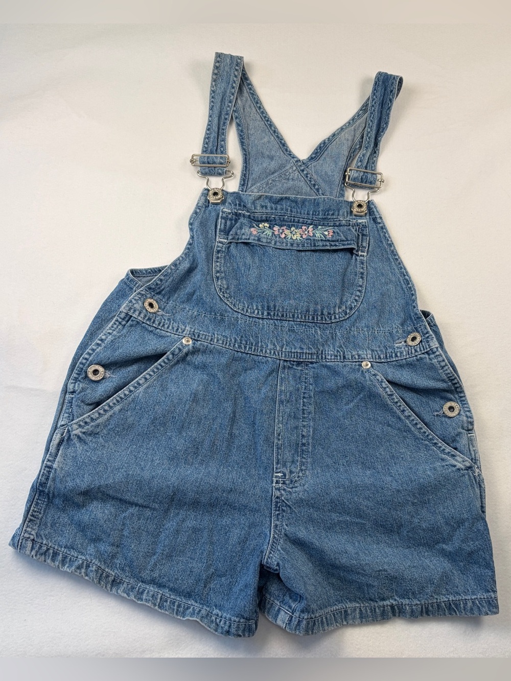 VTG Old Navy Embroidered Denim Jean Shortalls‎ Overalls Girls 10/11